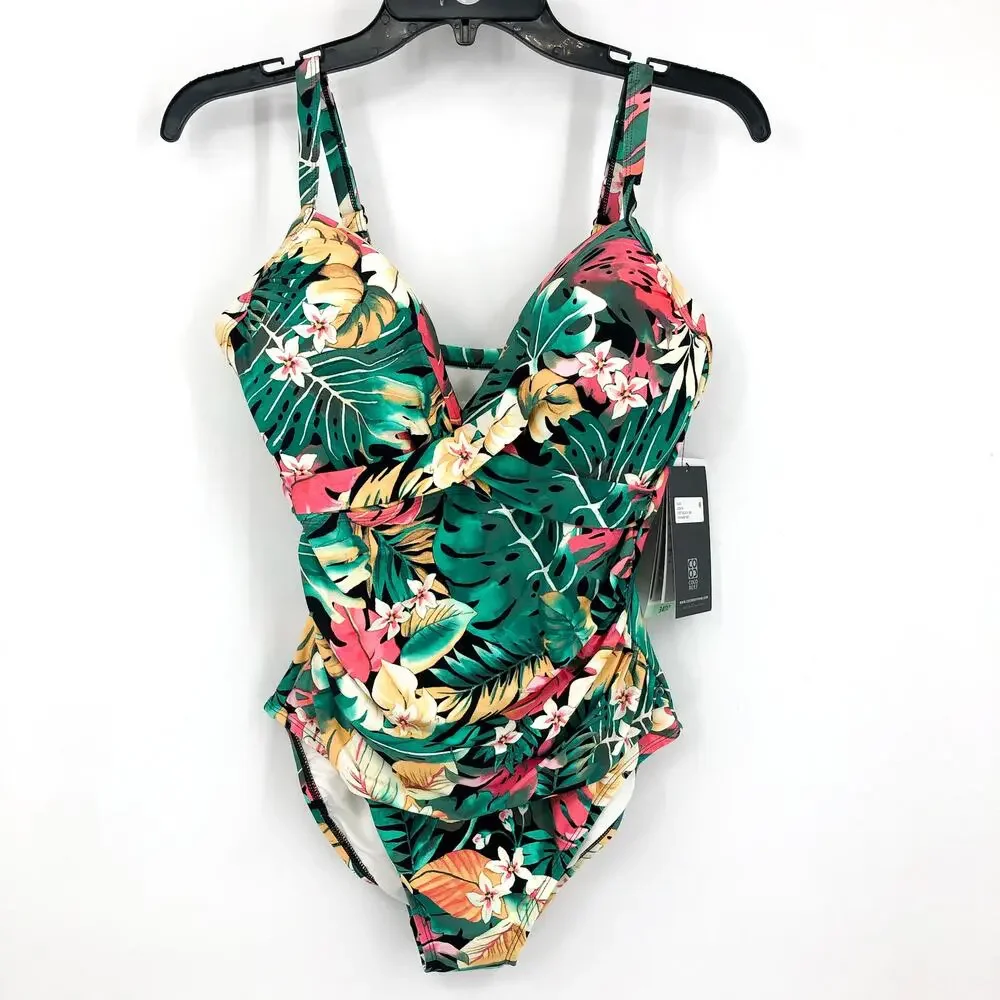 COCO REEF Enrapture One Piece 34DD Green Passion Flower Bra Sized Underwire NWT - Picture 3 of 13